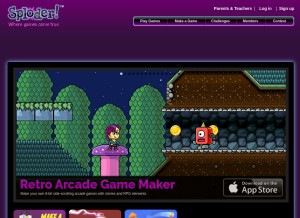 How sploder.com looks like on a tablet such as an iPad.