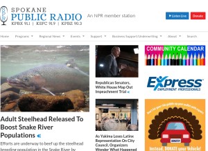 How spokanepublicradio.org looks like on a tablet such as an iPad.