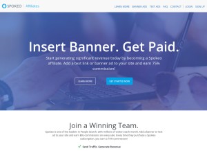 How spokeoaffiliates.com looks like on a tablet such as an iPad.