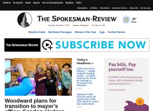 How spokesman.com looks like on a tablet such as an iPad.