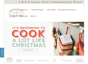 How spoonfulofcomfort.com looks like on a tablet such as an iPad.