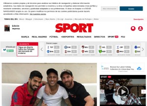 How sport.es looks like on a tablet such as an iPad.