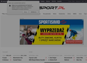 How sport.pl looks like on a tablet such as an iPad.
