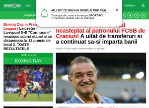 How sport.ro looks like on a tablet such as an iPad.