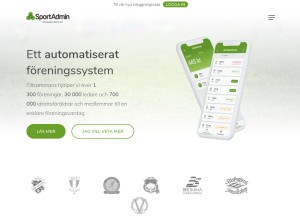 How sportadmin.se looks like on a tablet such as an iPad.