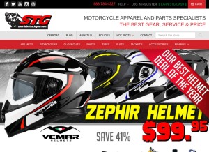 How sportbiketrackgear.com looks like on a tablet such as an iPad.