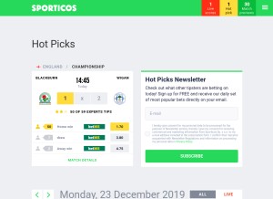 How sporticos.com looks like on a tablet such as an iPad.