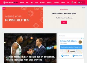 How sportingnews.com looks like on a tablet such as an iPad.