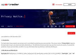 How sportradarserving.com looks like on a tablet such as an iPad.