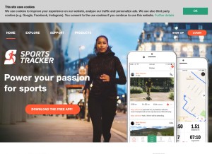 How sports-tracker.com looks like on a tablet such as an iPad.