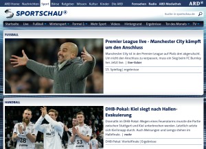 How sportschau.de looks like on a tablet such as an iPad.