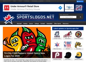 How sportslogos.net looks like on a tablet such as an iPad.