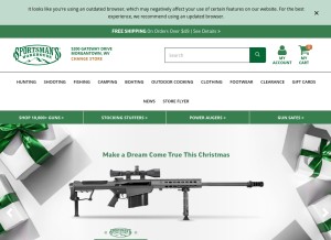 How sportsmans.com looks like on a tablet such as an iPad.