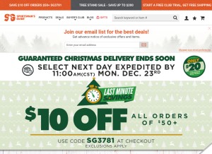 How sportsmansguide.com looks like on a tablet such as an iPad.