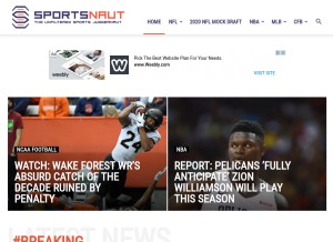 How sportsnaut.com looks like on a tablet such as an iPad.