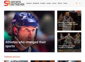 How sportsretriever.com looks like on a tablet such as an iPad.