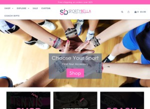 How sportybella.com looks like on a tablet such as an iPad.