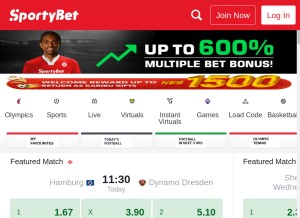 How sportybet.com looks like on a tablet such as an iPad.