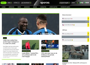 How sporza.be looks like on a tablet such as an iPad.