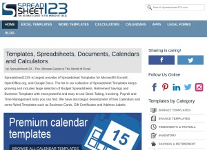 How spreadsheet123.com looks like on a tablet such as an iPad.