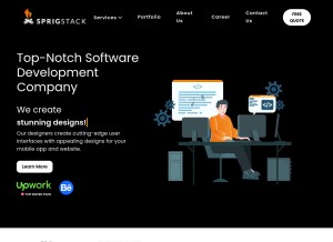 How sprigstack.com looks like on a tablet such as an iPad.