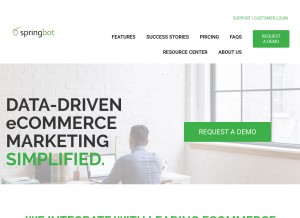 How springbot.com looks like on a tablet such as an iPad.