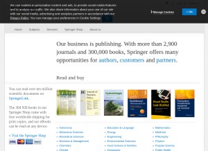How springer.com looks like on a tablet such as an iPad.
