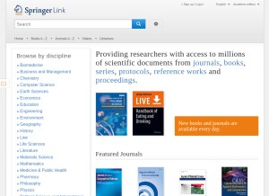 How springerlink.com looks like on a tablet such as an iPad.
