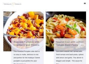 How sprinklesandsprouts.com looks like on a tablet such as an iPad.