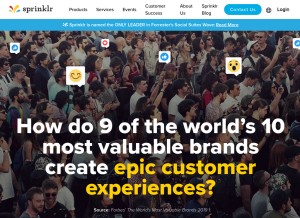 How sprinklr.com looks like on a tablet such as an iPad.