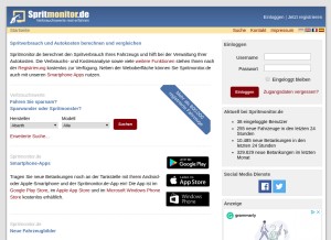 How spritmonitor.de looks like on a tablet such as an iPad.