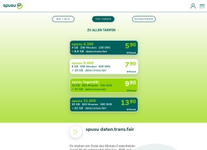 How spusu.at looks like on a tablet such as an iPad.