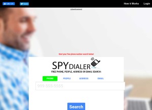 How spydialer.com looks like on a tablet such as an iPad.