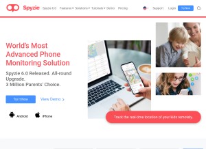 How spyzie.com looks like on a tablet such as an iPad.