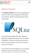 How sqlitetutorial.net looks like on a mobile device such as an iPhone.