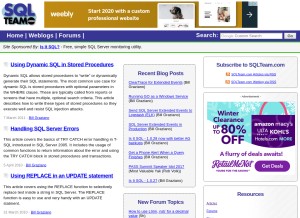 How sqlteam.com looks like on a tablet such as an iPad.