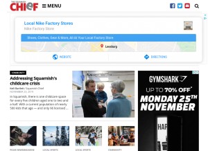 How squamishchief.com looks like on a tablet such as an iPad.