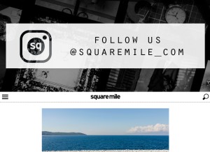 How squaremile.com looks like on a tablet such as an iPad.