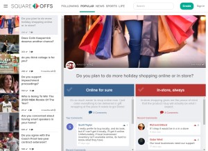 How squareoffs.com looks like on a tablet such as an iPad.