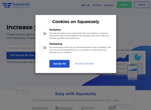 How squeezely.tech looks like on a tablet such as an iPad.