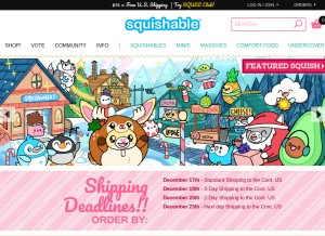How squishable.com looks like on a tablet such as an iPad.