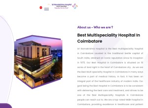 How sriramakrishnahospital.com looks like on a tablet such as an iPad.