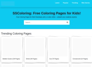 How sscoloring.com looks like on a tablet such as an iPad.