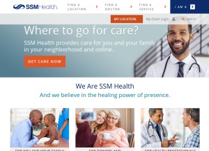 How ssmhealth.com looks like on a tablet such as an iPad.
