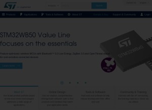 How st.com looks like on a tablet such as an iPad.