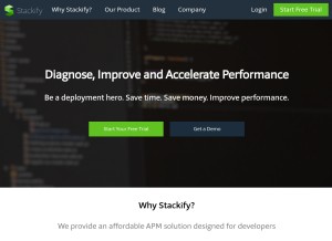 How stackify.com looks like on a tablet such as an iPad.