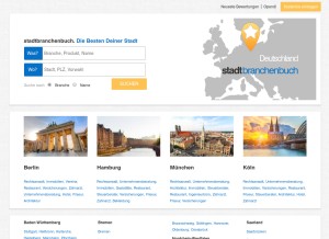How stadtbranchenbuch.com looks like on a tablet such as an iPad.