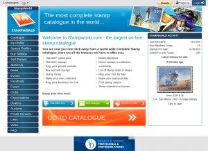 How stampworld.com looks like on a tablet such as an iPad.
