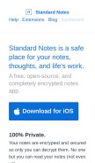 How standardnotes.org looks like on a mobile device such as an iPhone.