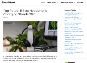 How standgeek.com looks like on a tablet such as an iPad.